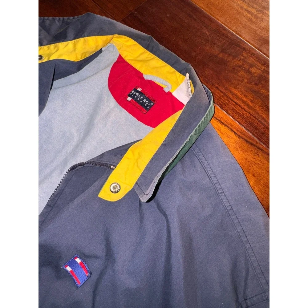 Bugle Boy‎ Classics Mens L Navy Yellow Red Zip Up Windbreaker Jacket
